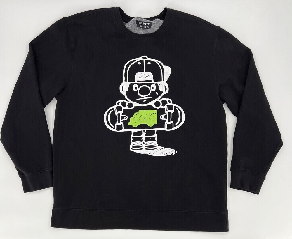 TrunkFit Sweater Sweatshirt Mens 2XL XXL Black Skater Graphic Pullover